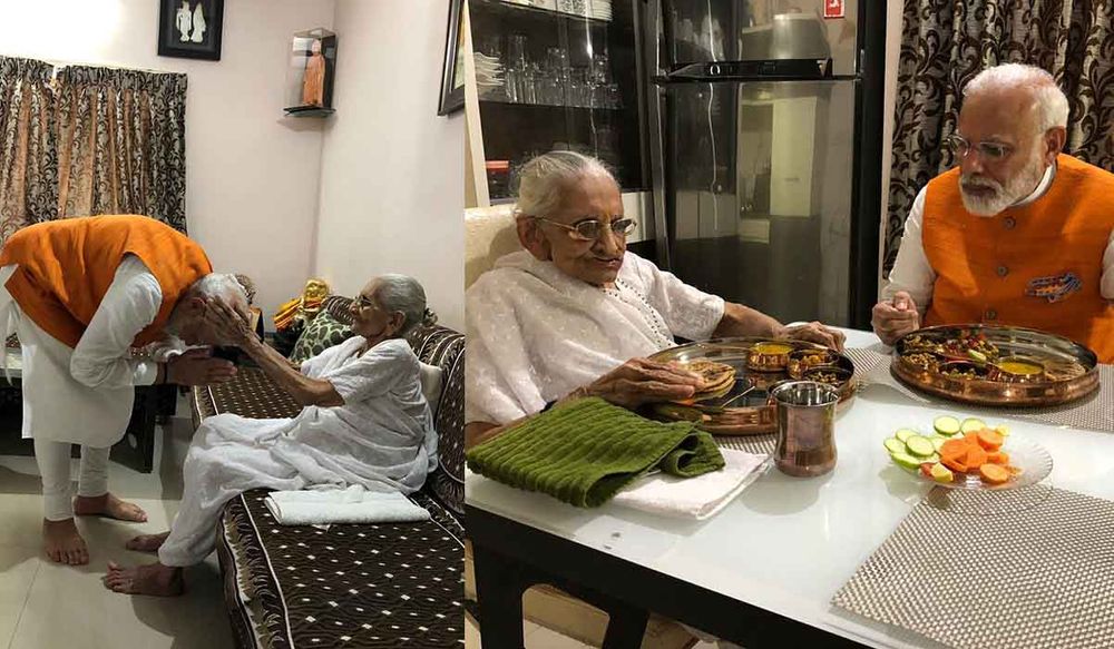 पीएम मोदी ने जन्मदिन पर अपनी मां हीराबेन से लिया आशीर्वाद, दोनों ने साथ में किया लंच