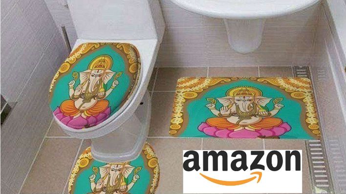 हिन्दू देवी-देवताओं के फोटों वाली टॉयलेट सीट बेच रहे अमेजन का लोगों के किया विरोध