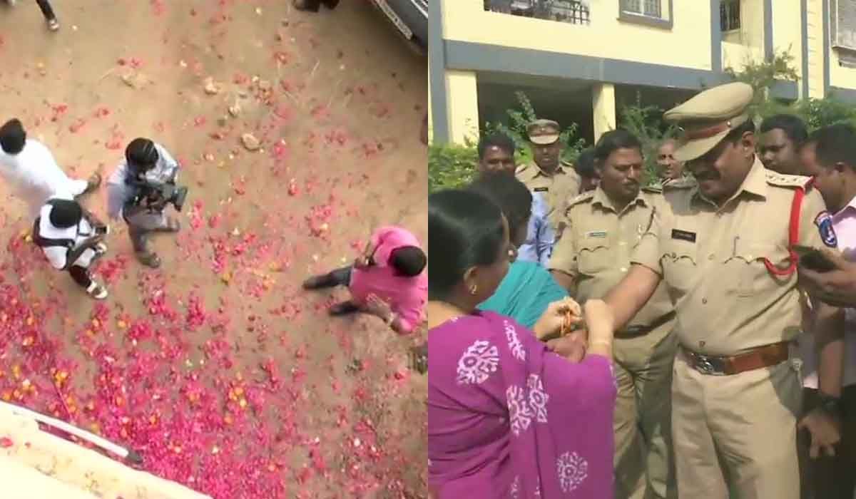 रेपिस्ट के एनकाउंटर के बाद हैदराबाद पुलिस पर बरस रहे हैं फूल, हर तरफ से मिली शाबाशी