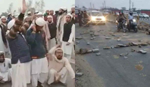 UP में CAB के विरोध में हाईवे पर मदरसा छात्रों ने पढ़ी नमाज़, पुलिस और वाहनों पर किया पथराव